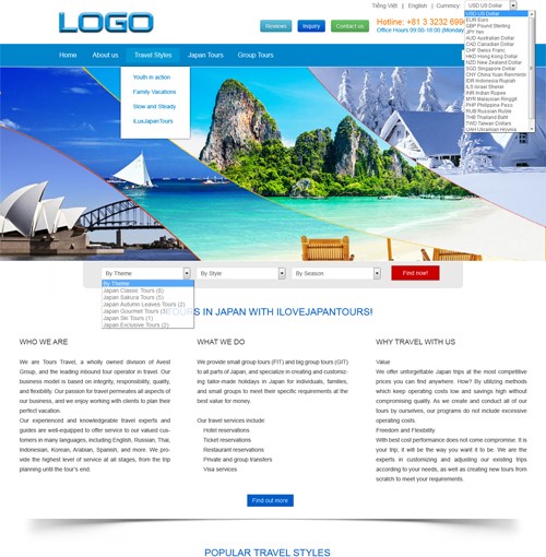 Hình ảnh của Mẫu thiết kế website du lịch đa ngôn ngữ