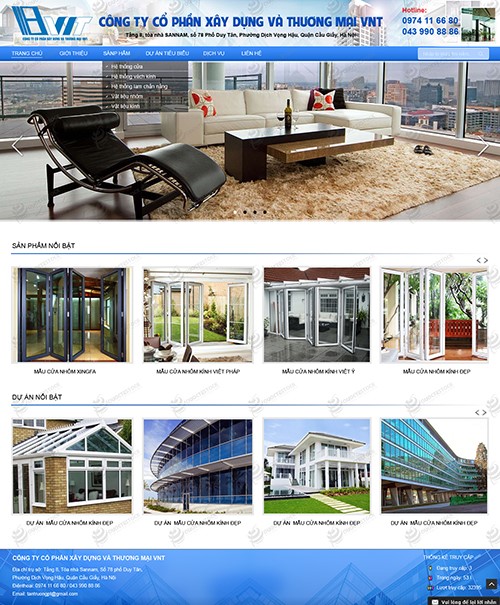 Hình ảnh của Thiết kế website nội thất - NHÔM KÍNH VNT