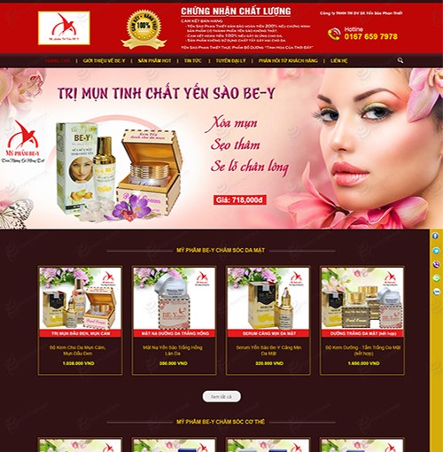 Hình ảnh của thiết kế web mỹ phẩm Bé Yêu