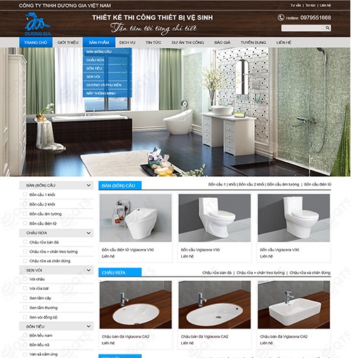Hình ảnh của Website Thiết bị vệ sinh Dương Gia