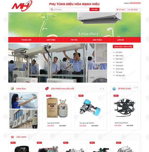 Hình ảnh của Mẫu Website Máy Điều Hòa Mạnh Tú